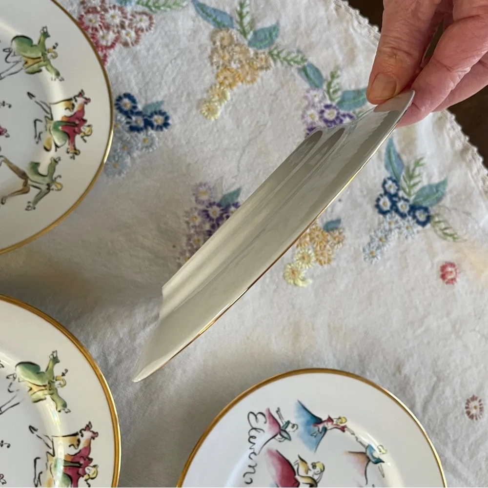 Vintage Rosanna Twelve Days of Christmas Dessert Plates. Made in Italy.